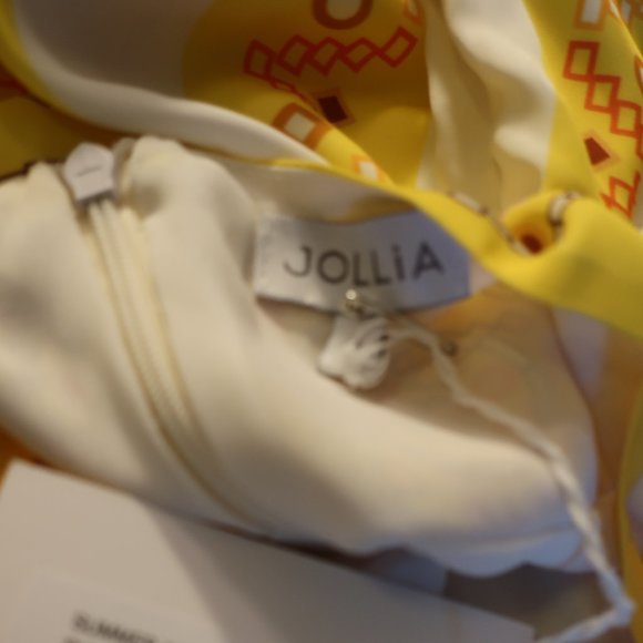 NWT Womens Jollia Summer in the City Dress Yellow White Sleeveless Sundress S * - Picture 15 of 16